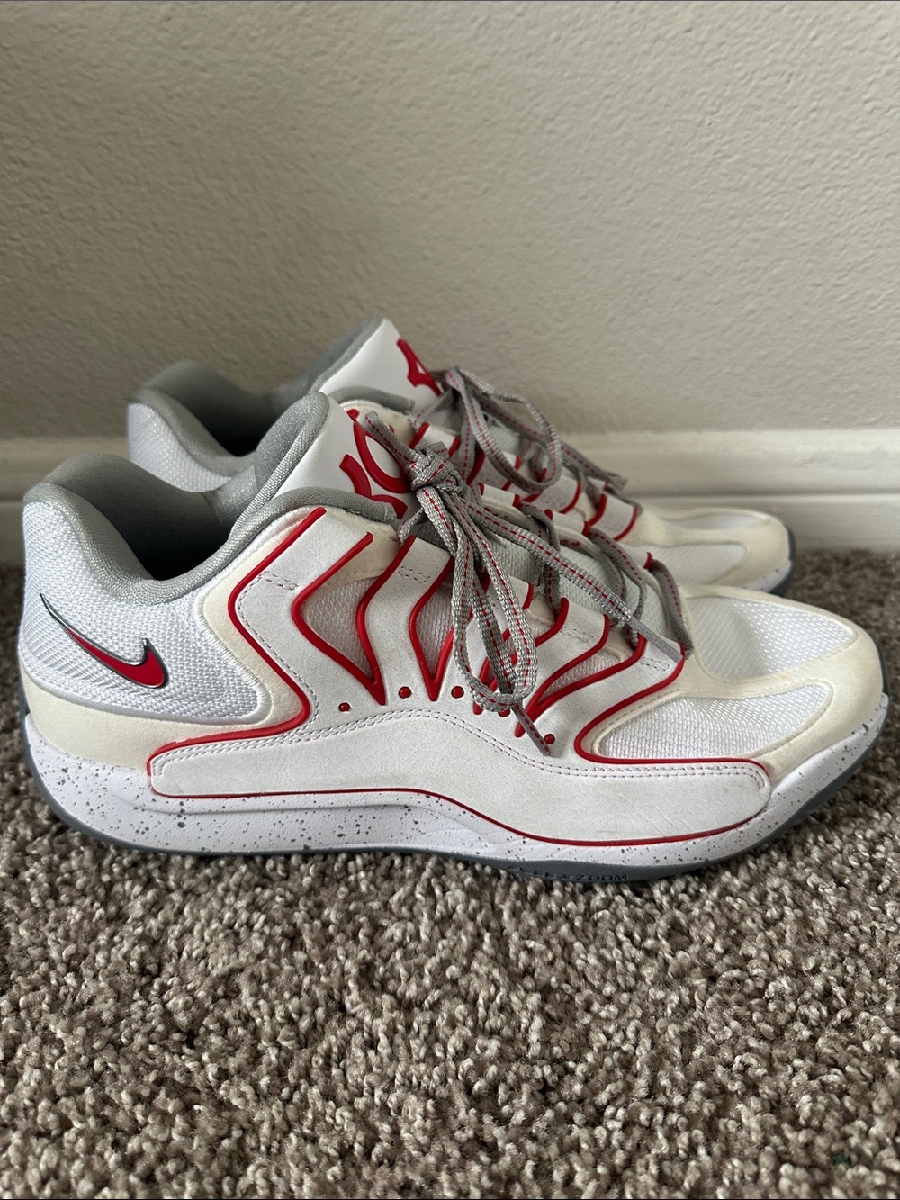 Nike White Sneakers with Red Accents